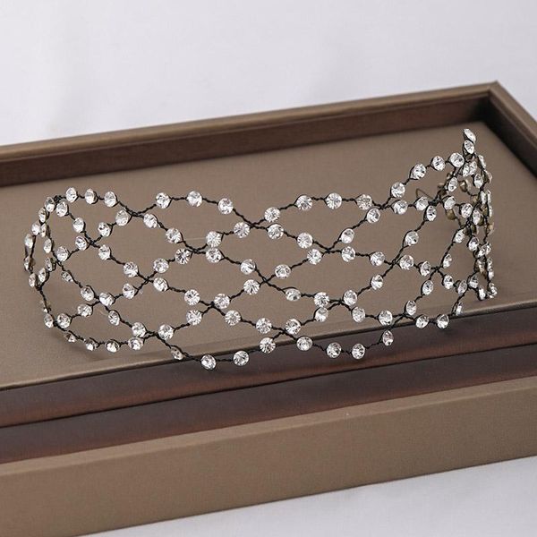 

other forseven simple fashion adjustable shining crystal hair bands headbands for women girls decorative jewelry wedding veil, Golden;white