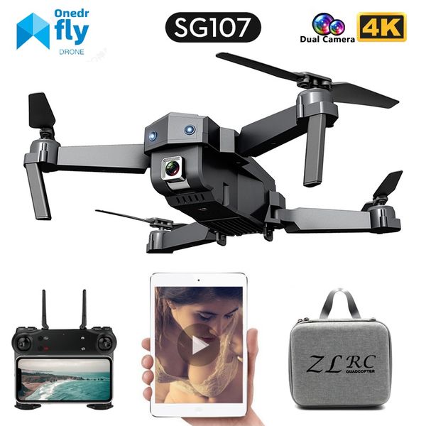 SG107 Mini Drone 4K FPV WIFI Singola fotocamera drone professionale Doppia fotocamera Flusso ottico Batteria modulare RC Quadcopter Regalo per bambini