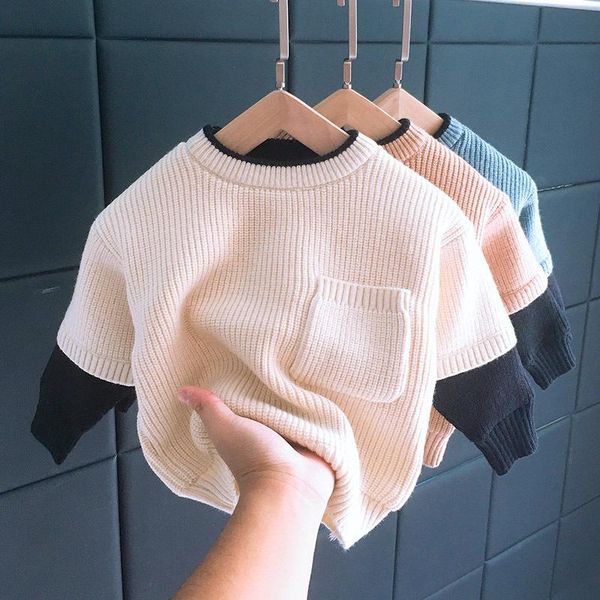 

pullover 2021 spring boys' sweater girls boys sweaters for kids turtleneck toddler boy winter clothes, Blue