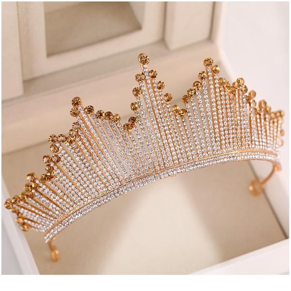 

luxury rhinestone crystal wedding crown bride tiaras and crowns queen diadem pageant party crown bridal hair jewelry acc jllhtx, Silver