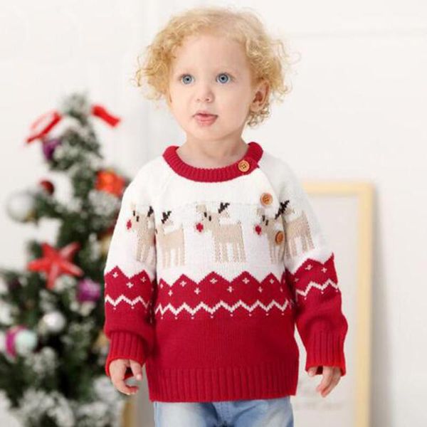 

pullover baby girls sweaters christmas winter boy long sleeve knitted clothes kids autumn cartoon elk sweater for, Blue