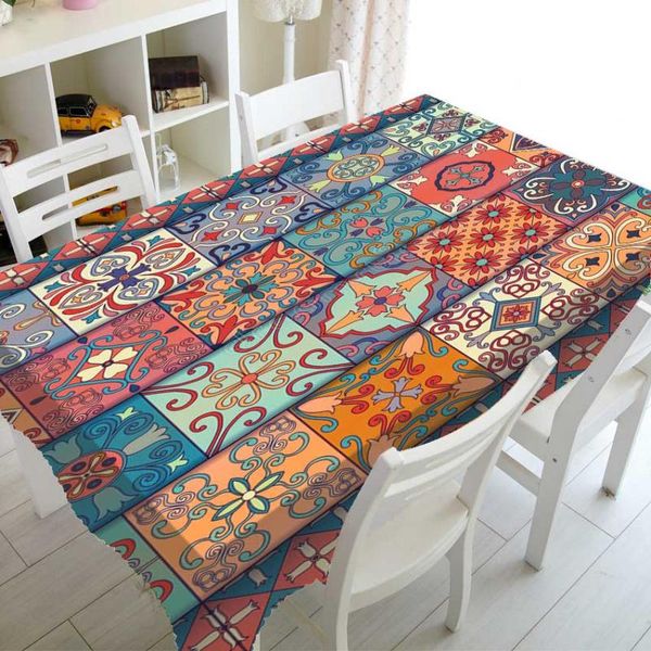 

table cloth azulejo portuguese tile party home decor colorful arabian morocco mandala rectangle square cover tablecloth kitchen