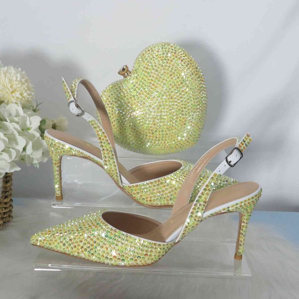 

dress shoes nova chegada do coraÃ§Ã£o amarelo bling apontou toe sapatos de casamento e bolsa mulher bombas altas salto fino vestido festa pw2h, Black