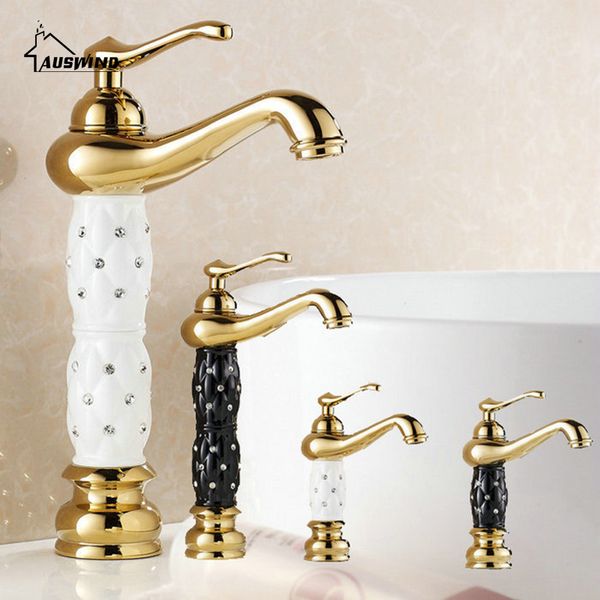 

2021 new sink faucets deck brass assembled crystal mixer kitchen gold 5rqb