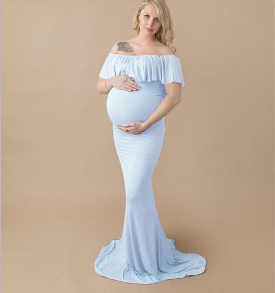 

maternity dresses dress fashion large size word collar ruffled trailing loose pregnant women a081, White