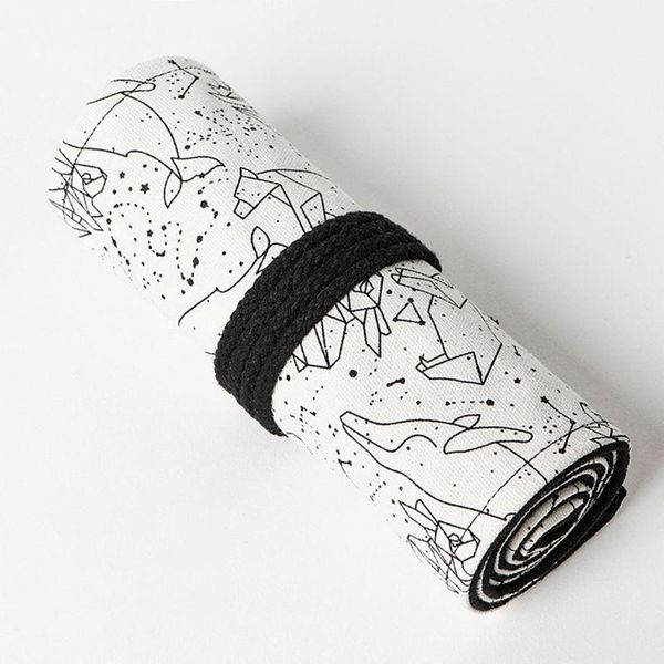 

pencil bags constellation 12/24/36/48/72 holes canvas roll pen curtain bag case makeup wrap holder storage pouch dropship