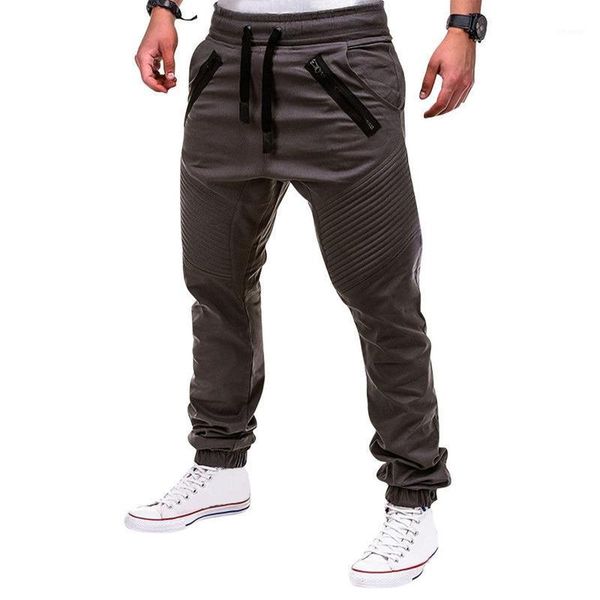 

dihope 2021 men casual sports pants sweatpants male jogger cargo harem pencil trousers solid multi-pocket men's, Black