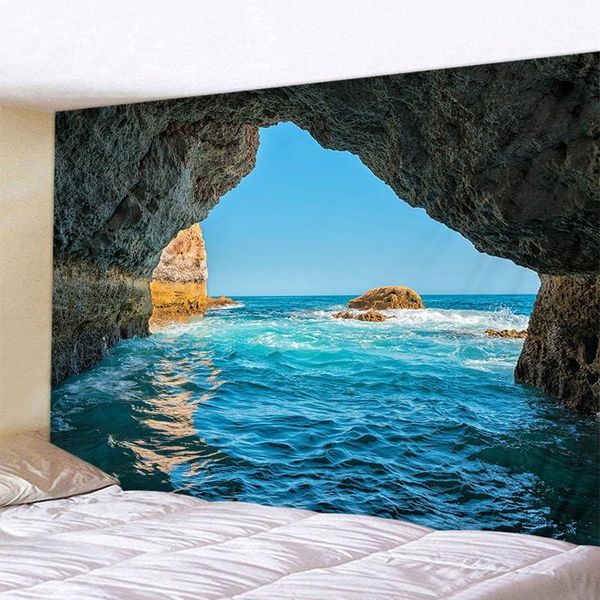 

tapestries at69 -blue sea scenery wall hanging tapestry mandala couch blanket bedroom living room decoration paintings -180x230cm