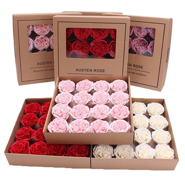 Austen Rose Soap Flor 16 Pcs / Set Rose Soap Flor Banho Corpo Artificial Flores Artificial Scented Rose Essential Wedding Day Presente do Dia dos Namorados