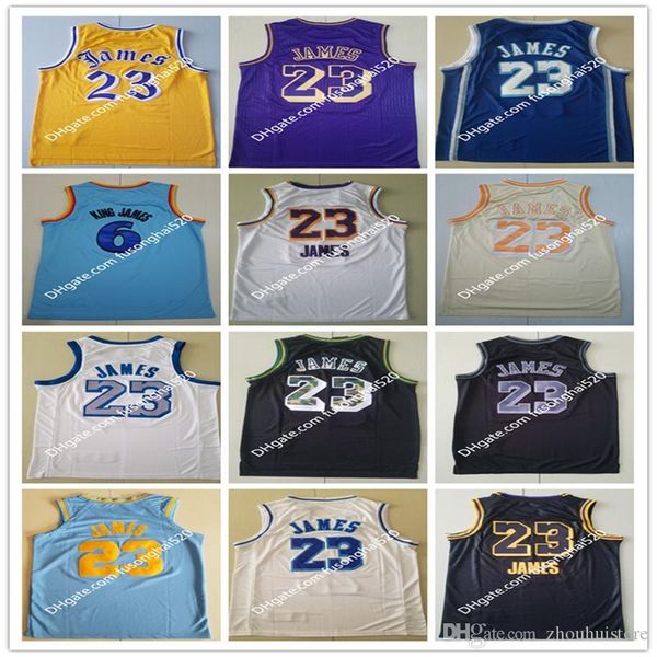 

new arrival retro mens basketball lebron 23 6 james shirts ncaa high school basketball lebron 23 6 james 100% stitched jerseys, Black;red