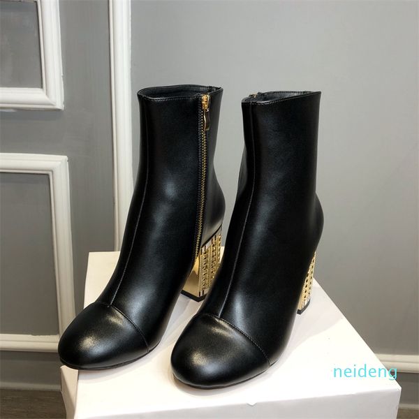 

designer-winter high heeled and thick with short boots miss big aristocratic palace fashion wind small princess girl heart bows 3302, Black