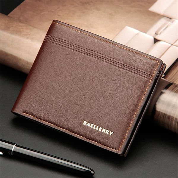 

wallets fashion solid pu letter short wallet for men, Red;black