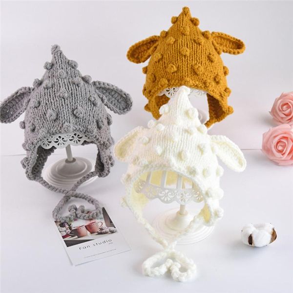 

caps & hats fashion children hat cap cover ear thick warm autumn winter baby knitting beanie outdoor travel for kids, Yellow