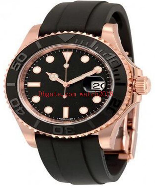 

luxury watch calendar 40mm 116655 black dial mechanical automatic rose gold steel bezel rubber strap men's wristwatches, Slivery;brown
