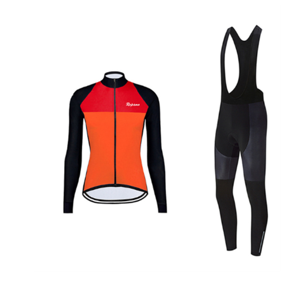 

racing sets pattern women spring autumn long sleeve cycling jersey clothes pants bibs breathable cycle sportswear, Black;blue