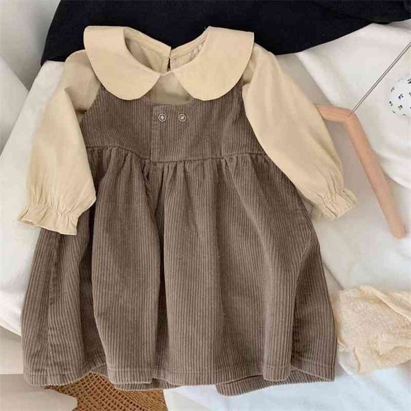 

great looking ~ korean autumn girls' vest foreign style corduroy dress, doll skirt, loose children's skirt, Red;yellow