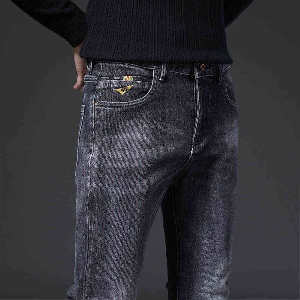 

men's jeans small leg denim pants 2021 autumn winter korean slim fit men's jeans elastic, Blue