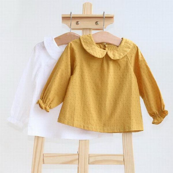 

shirts baby girl cotton long sleeve soft born undershirts back buttons clothes 0-3y e8720, White;black