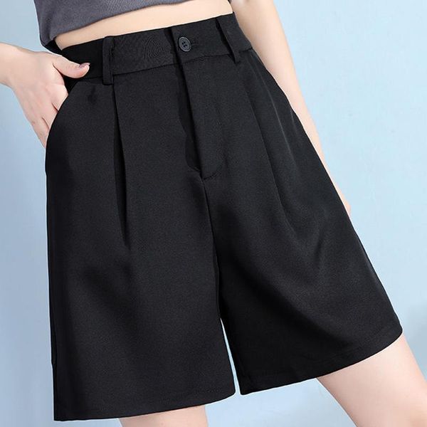 

women's shorts 2021 fashion casual simple commuting korean version of harajuku summer loose straight high waist mujer, White;black
