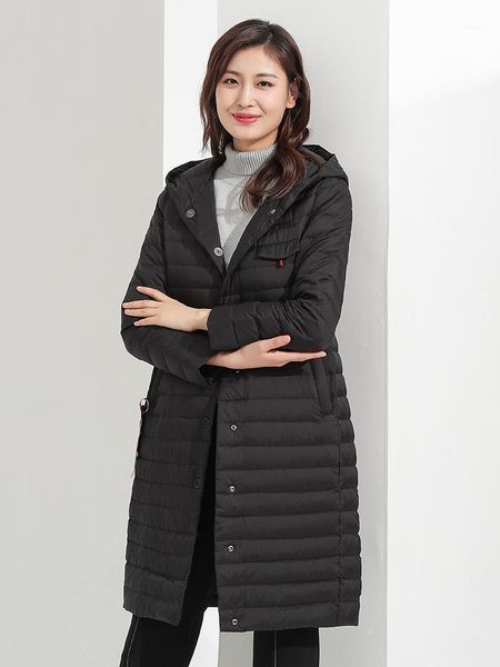 

women's down & parkas fashion thin mid-length jacket letter streamer pocket female winter coats chamarras de mujer zjt1571, Black