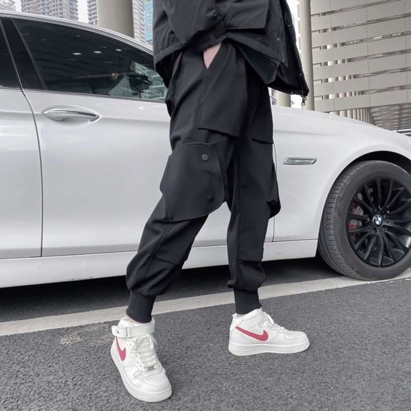 

2021 new casual men's brand fashion versatile ins black tooling corset harem pants