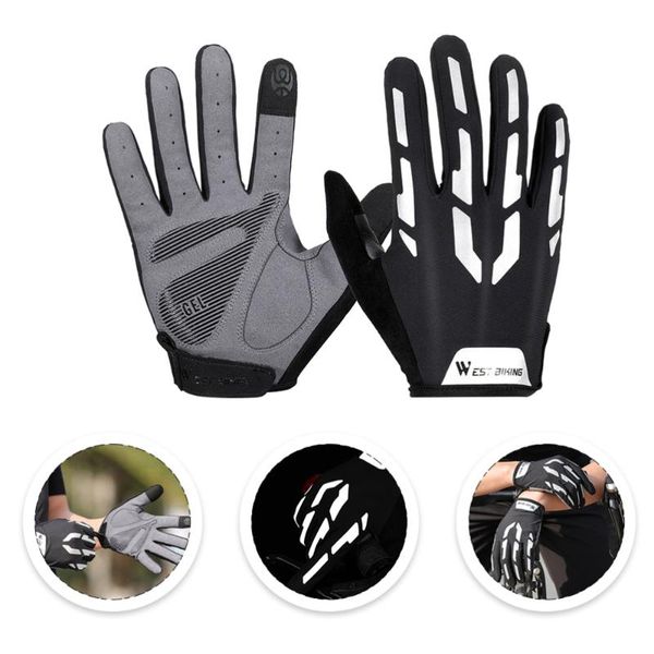 

cycling gloves 1 pair reflective riding outdoor sports hand protective, Black