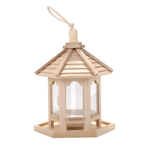 

wooden bird feeders hanging type outdoor pet seeds feeder tree garden bucket holder feed tool #lr3 cages
