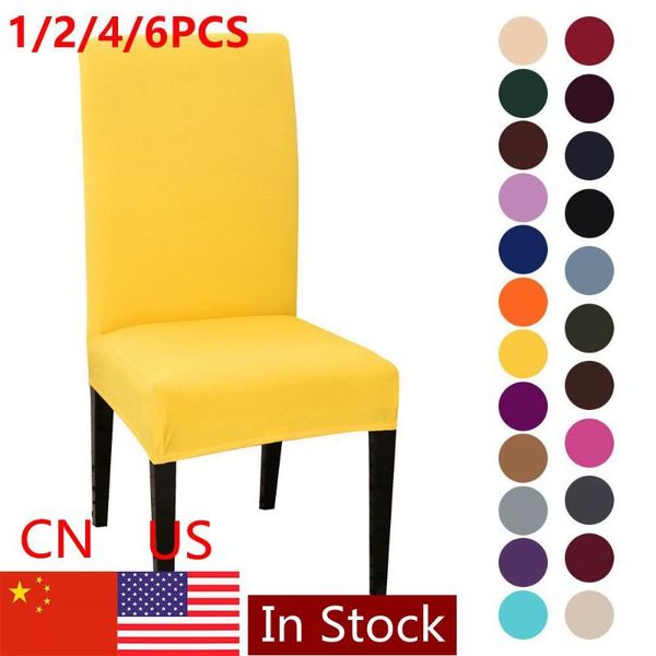 

chair covers 1/2/4/6pcs solid color spandex cover stretch elastic slipcovers for dining room banquet kitchen wedding