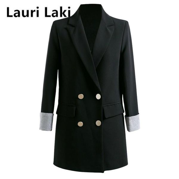 

black blazer coat women formal elegant office wear blazer jacket plus size double breasted autumn jacket 2021 retro outwear, White;black