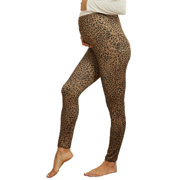 

patpat 2021 new arrival maternity street style leopard full print brown casual pants, White