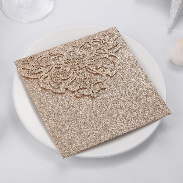 

greeting cards 10pcs/pack shinny glitter laser cut wedding invitations birthday gift party favors baby shower