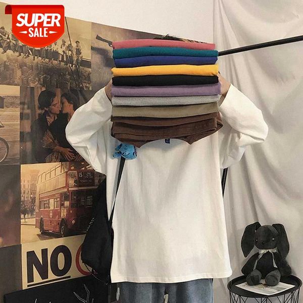 

long-sleeved shirt men's korean version of the trend solid color bottoming casual loose sweater super fire put on clothes #ls3i, White;black