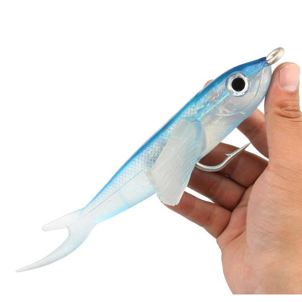

23cm 140g blue/black flying fish-9 inch flying fish fishing lure soft silicone bait saltwater fishing catch big fish i047z dcvd8