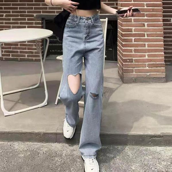 

women's jeans trendy nice women straight pants high waist ladies wide leg loose summer female vintage streetwear, Blue
