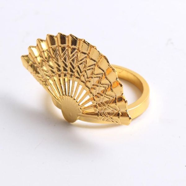

napkin rings 6pcs/metal ring chinese fan style button deskdecoration banquet