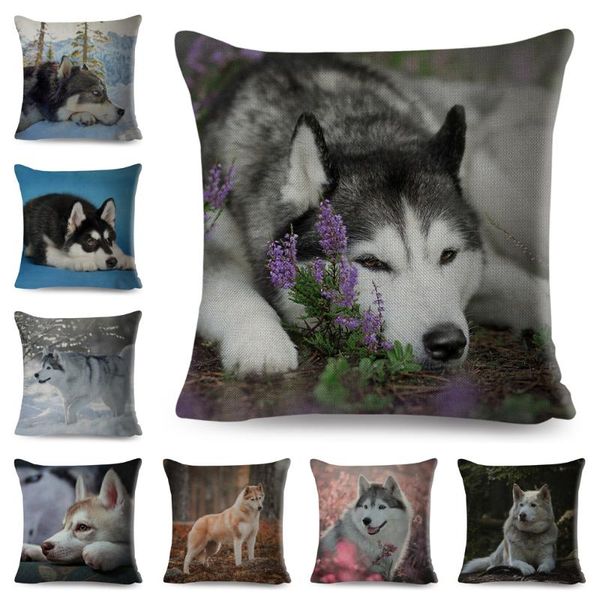 

cushion/decorative pillow siberian husky pillowcase decor cute dog pet animal cushion cover for sofa home chidren room linen covers 45*45cm