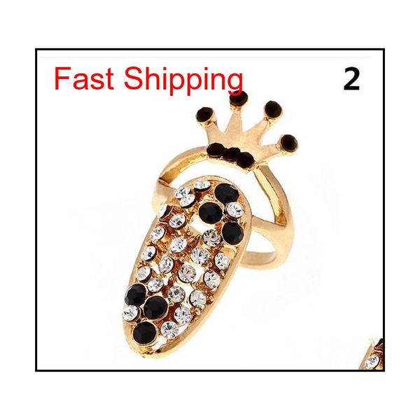 

novelty bowknot nail ring charm crown flower crystal finger nail rings for women lady rhinestone fingernail protec jllqzk lottery2010, Silver