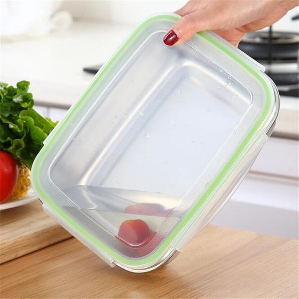 

dinnerware sets stainless steel crisper box rectangular student lunch storage container bento kitchen 350/550/850ml