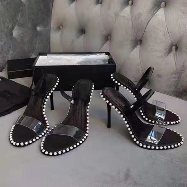 

casual designer lady black spikes rivets strappy high heels sandals party shoes