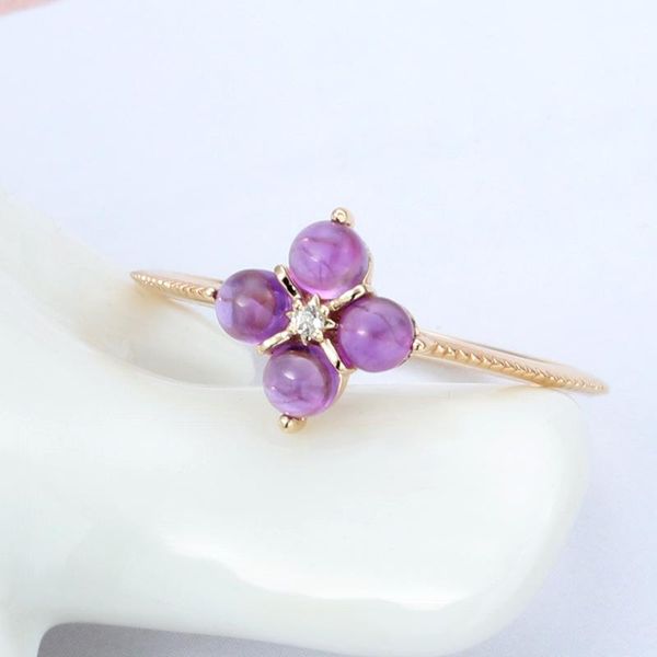 

cluster rings lamoon 925 sterling silver ring for women mini amethyst small grape shape gemstone 14k gold plated fine jewelry lmri131, Golden;silver