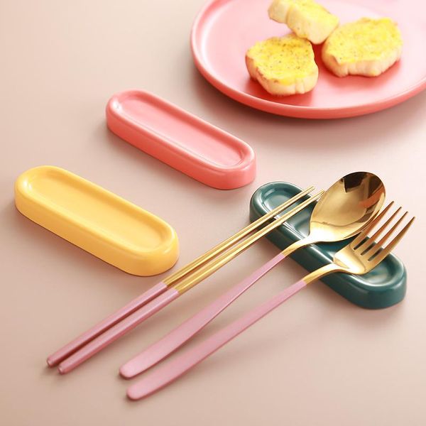 

spoons 5pcs ceramic chopstick holder home accessories art multi-purpose knife fork spoon restaurant table decoration