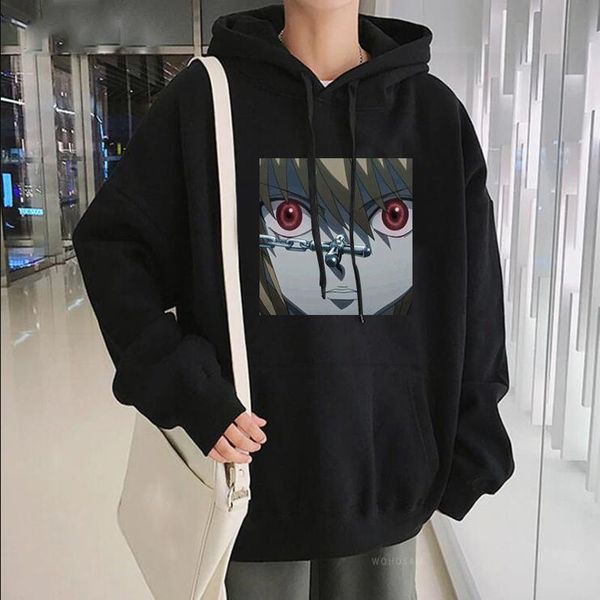 

women's hoodies & sweatshirts japan anime x print harajuku streetwear fashion pullover winter oversized hooded sweatshirt, Black