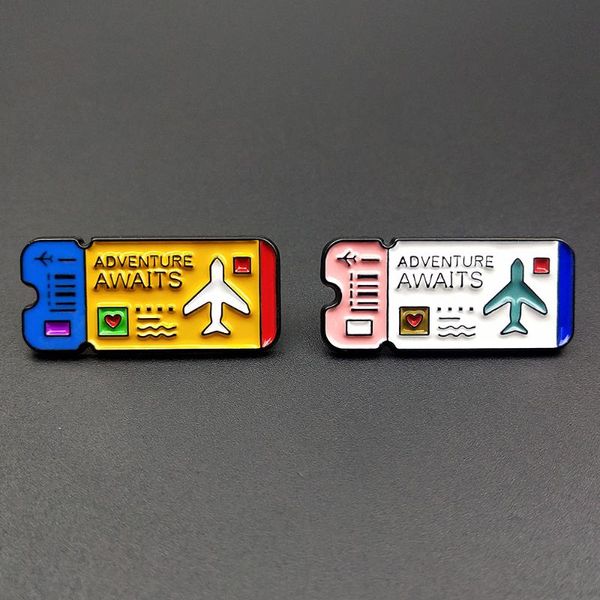

pins, brooches funny air tickets enamel cartoon pins badges bags metal pin gifts for friends jewelry diy clothes backpack jeans, Gray
