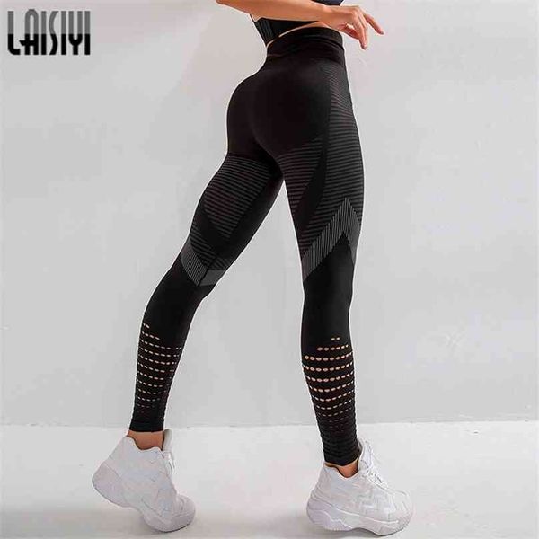 Pantaloni sportivi senza cuciture Leggings push-up per le donne Fitness Legging Vita alta Allenamento a prova di squat Plus Size Gym 210925