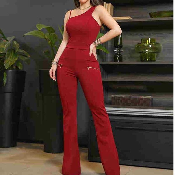 

women's jumpsuits & rompers solid one long jumpsuit womens slim fit maxi summer 2021 fahsion wine red tight overalls femme, Black;white