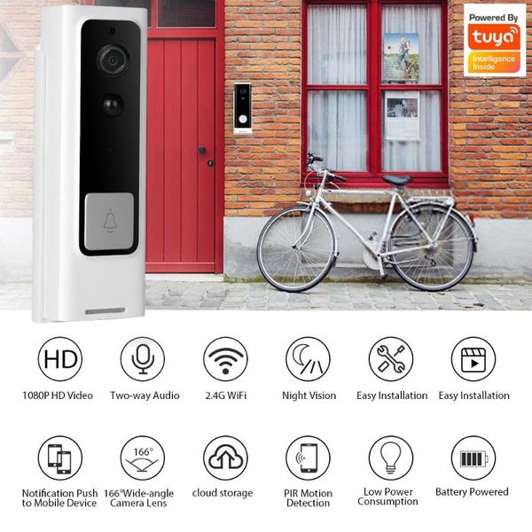 

doorbells tuya smart video doorbell wifi wireless camera security home intercom two way audio hd ir night vision door mini