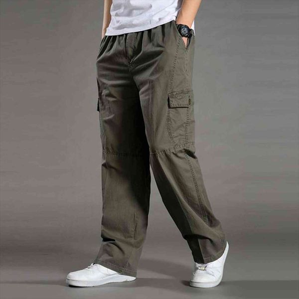 

classic twill relaxed fit women pant cargo cotton long elastic band high rise casual trousers plus size for summer, Black