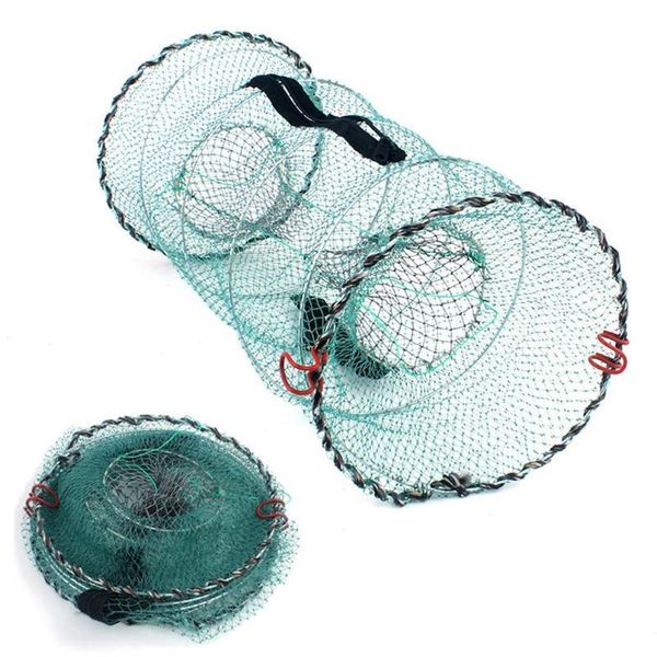 

fishing accessories portable folded net automatic shrimp minnow for crab steel wire nylon mesh cloth collapsible cast mes