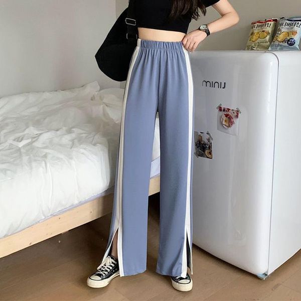 

women's pants & capris women fashion side split loose jogger 2021 autumn high waist casual female streetwear comfy trousers sportswear, Black;white