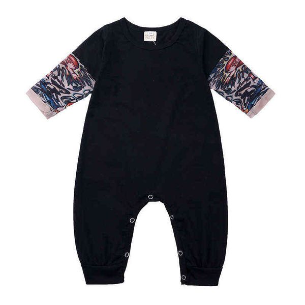 

newborn infant baby romper 2020 new tattoo sleeves baby boys jumpsuit rock climbing baby boy girl clothes outfits g220223, Blue
